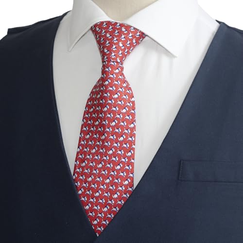WITZROYS 100% Silk Ties for Men Handmade Neckties with Animal Printed Patterns+Gift box … (Dogs - White on Red, Regular Length - 59") - Image 2