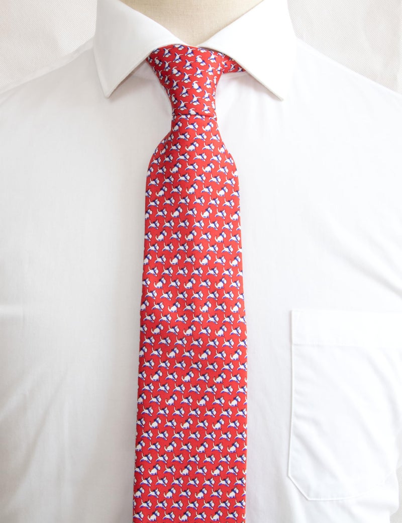 WITZROYS 100% Silk Ties for Men Handmade Neckties with Animal Printed Patterns+Gift box … (Dogs - White on Red, Regular Length - 59") - Image 3