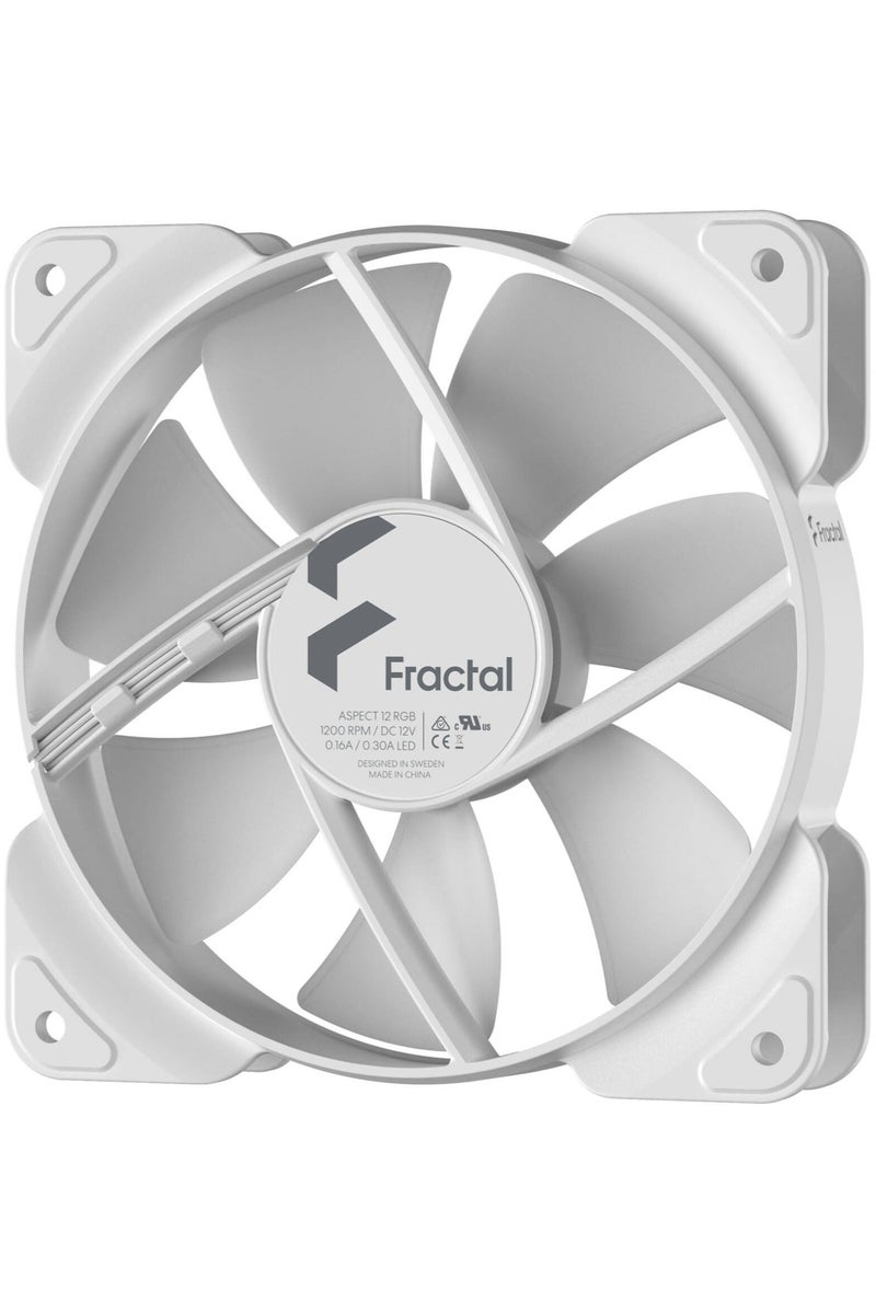 Fractal Design Aspect 12 RGB 120mm Fan, White Frame, 3-Pin DC, Fixed 1200 RPM, 32 CFM Airflow, 18.3 dBA Noise, Rifle Bearing, 6 ARGB LEDs, Daisy-Chain Cables, Trip Wire Technology, Non-PWM | FC-F-AS1-1208 - Image 4
