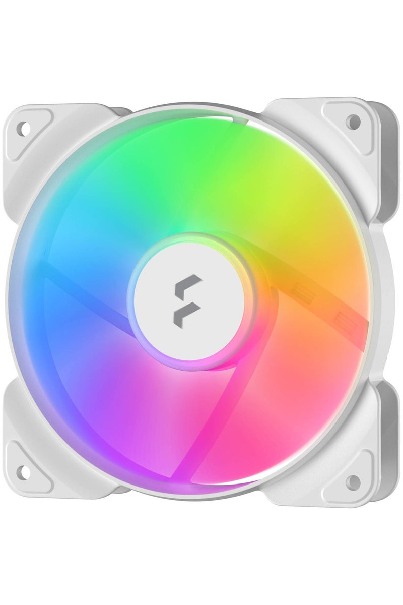 Fractal Design Aspect 12 RGB 120mm Fan, White Frame, 3-Pin DC, Fixed 1200 RPM, 32 CFM Airflow, 18.3 dBA Noise, Rifle Bearing, 6 ARGB LEDs, Daisy-Chain Cables, Trip Wire Technology, Non-PWM | FC-F-AS1-1208 - Image 1