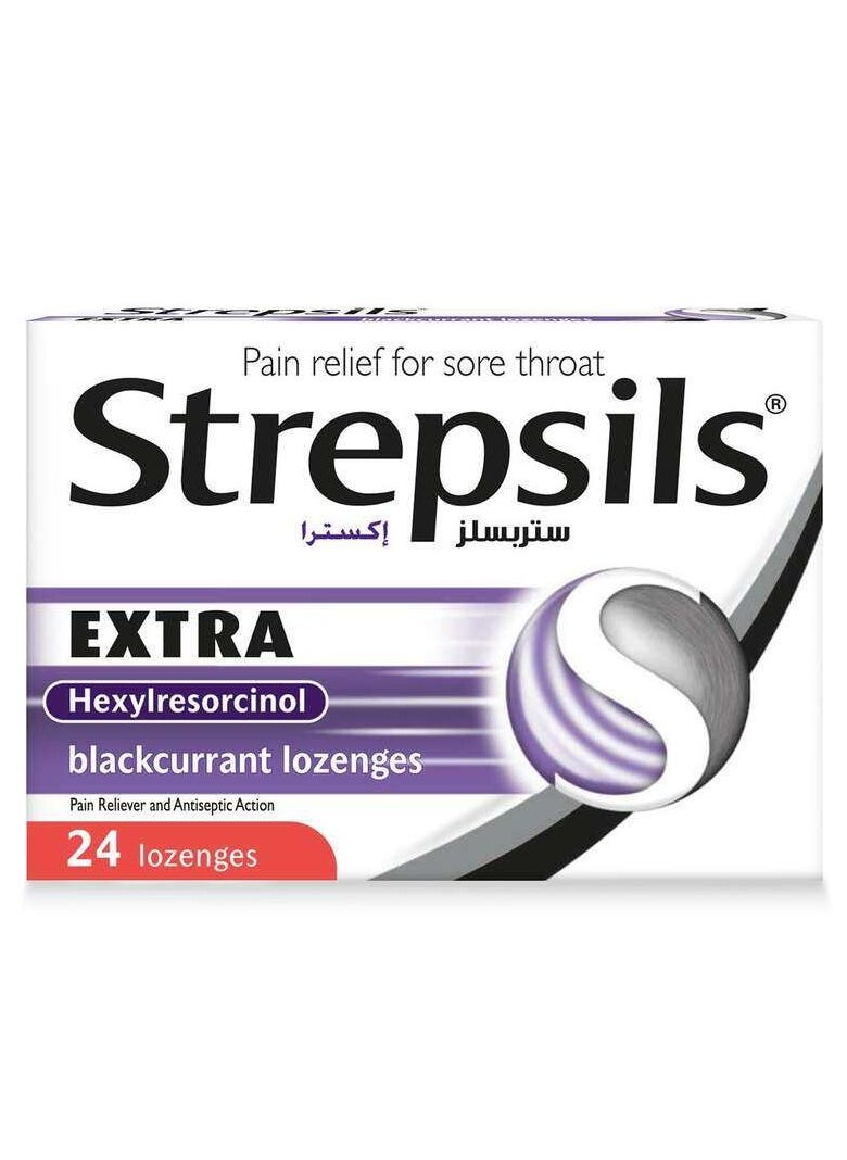 Strepsils Strepsils Extra Black Current Lozenges 24'S  - Image 1
