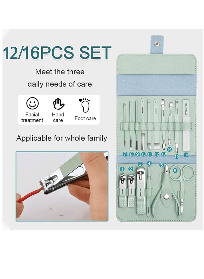 ارواق مجموعة قص الأظافر المحمولة من الفولاذ المقاوم للصدأ مع حقيبة قابلة للطي مجموعة مانيكير مجموعة قص الأظافر الاحترافية أدوات العناية بالباديكير مجموعة قص الأظافر أداة مكياج وتجميل (أصفر، 12 قطعة) - Image 5