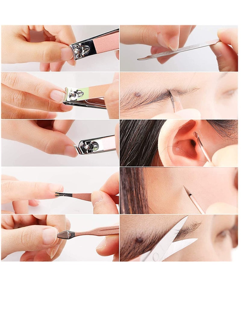 ارواق مجموعة قص الأظافر المحمولة من الفولاذ المقاوم للصدأ مع حقيبة قابلة للطي مجموعة مانيكير مجموعة قص الأظافر الاحترافية أدوات العناية بالباديكير مجموعة قص الأظافر أداة مكياج وتجميل (أصفر، 12 قطعة) - Image 4