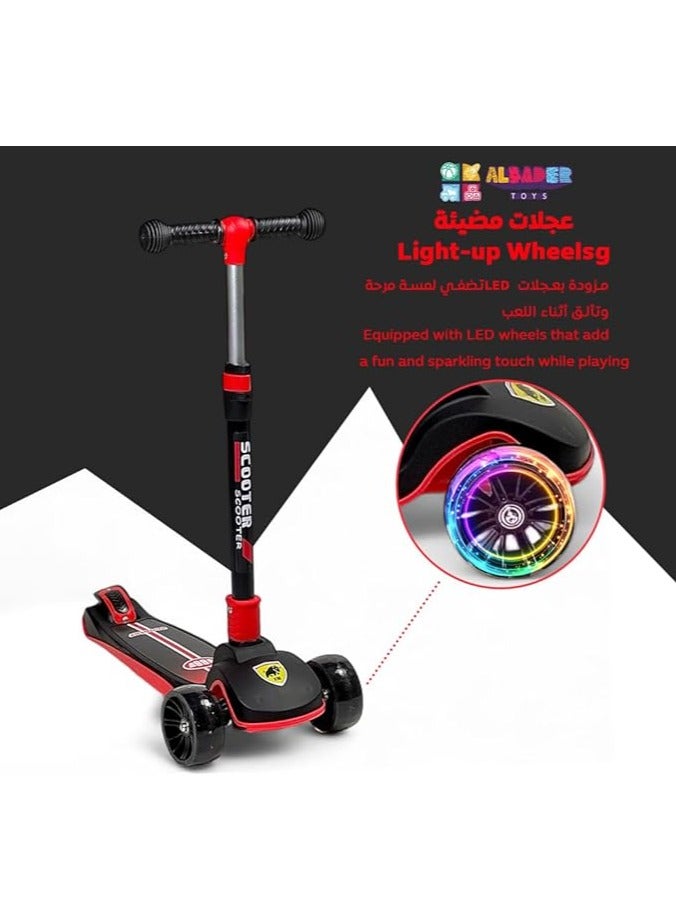 AL BADER Kids Scooter, Balance Scooter 3 Wheels Foldable Kick Scooter, 4 Adjustable Heights, Can Hold Up To 80 Kg, Shock Absorption Design, Lean to Steer, Balance Training Scooter for Kids 3-9 - Image 3