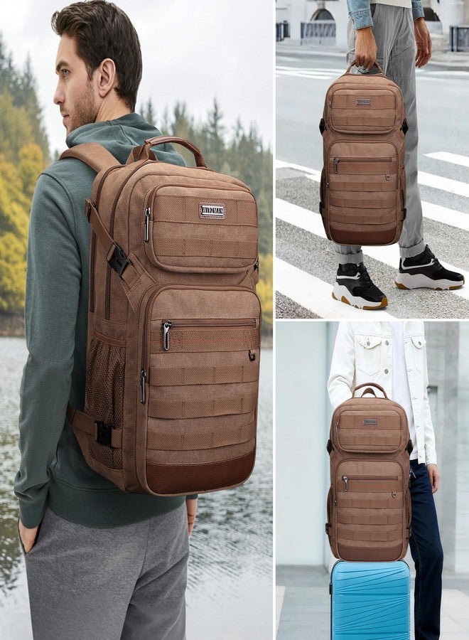 WITZMAN Canvas Travel Backpack for Men Multiple Pockets Fit 16 inch Laptop Backpack Carry-on Airline Approved(A8025 Brown) - Image 2