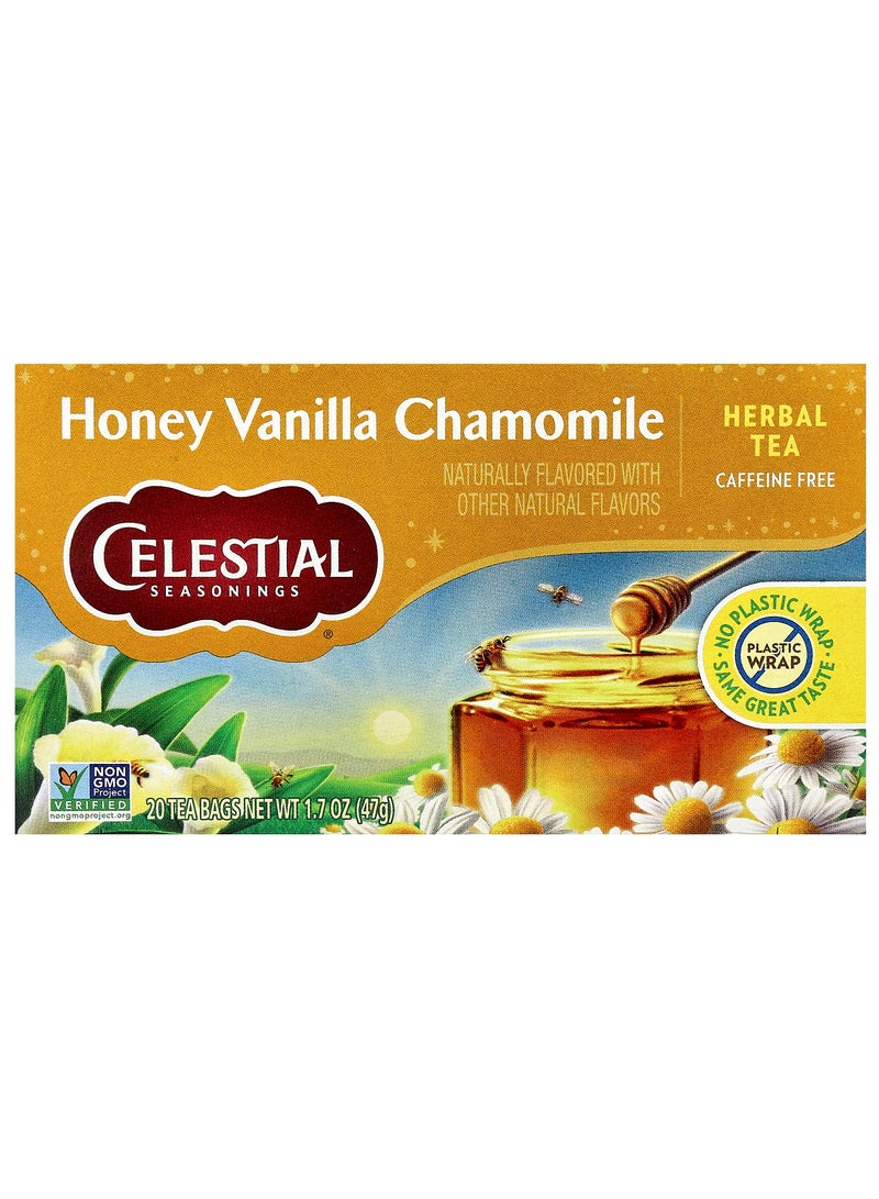 CELESTIAL SEASONINGS شاي أعشاب، فانيليا العسل البابونج، 20 كيس شاي، 1.7 أونصة (47 جرام) - Image 1