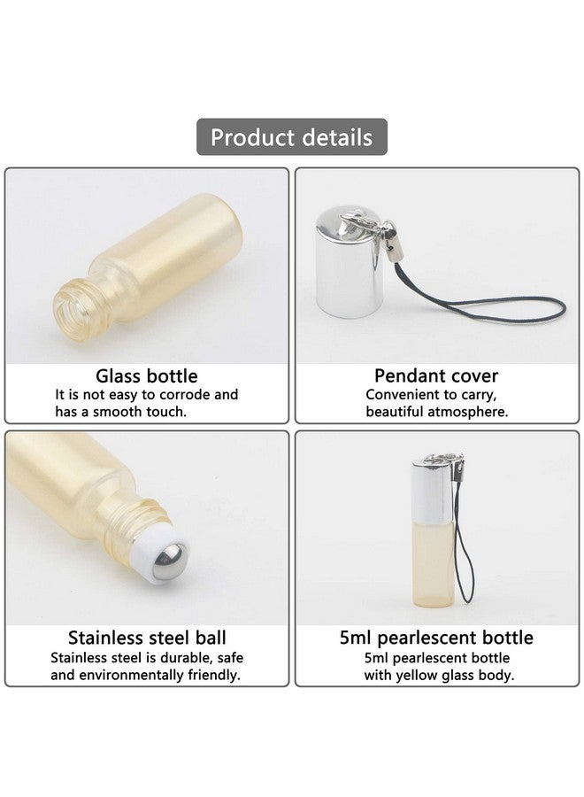 NewZoll Glass Roll-On Bottles Set, 10Pcs 5Ml Roller Bottles With Opener, Stainless Steel Roller Balls Roller Bottles Vials For Essential Oil Fragrance Perfume Aromatherapy Lip Balms, Yellow  - Image 3