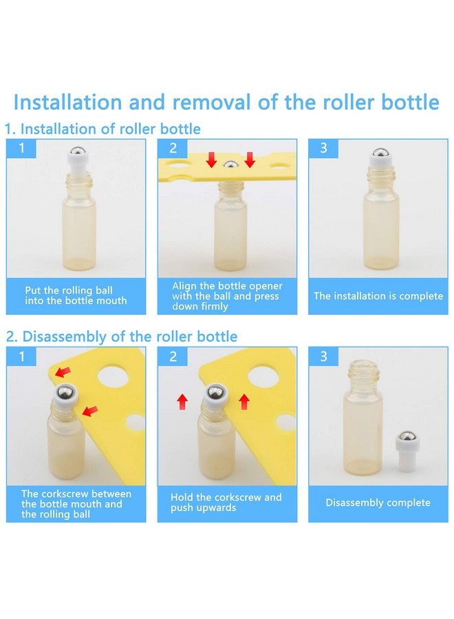 NewZoll Glass Roll-On Bottles Set, 10Pcs 5Ml Roller Bottles With Opener, Stainless Steel Roller Balls Roller Bottles Vials For Essential Oil Fragrance Perfume Aromatherapy Lip Balms, Yellow  - Image 4