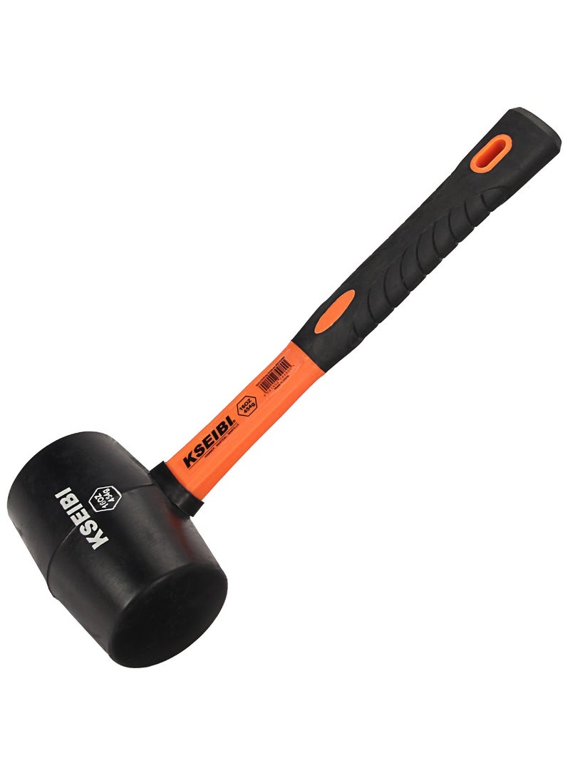 KSEIBI Rubber Hammer Hard Black Head, 8oz Hammer with Ergonomic Grip Handle, Durable Eco-friendly Rubber Hammer Head for Camping, Flooring, Woodworking, Jewelry, Leather Work, Craft, Flooring Project, Upholstery.  - Image 1