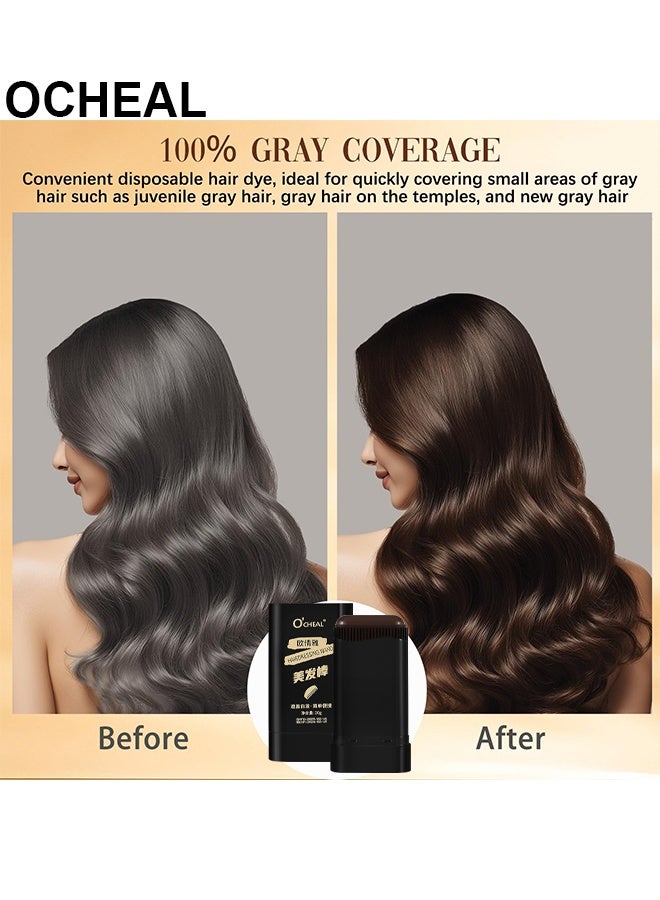 OCHEAL Cover Grey Hair, Safe And Convenient Comb Hair Dye, Upgraded Waterproof And Sweat-Proof Hair Dye Comb, Southeasty Hairdressing Wand, 2-In-1 Natural Plant Hair Dye, Covering Gray Hair, Quick Touch-Ups, #02 Brown - Image 4