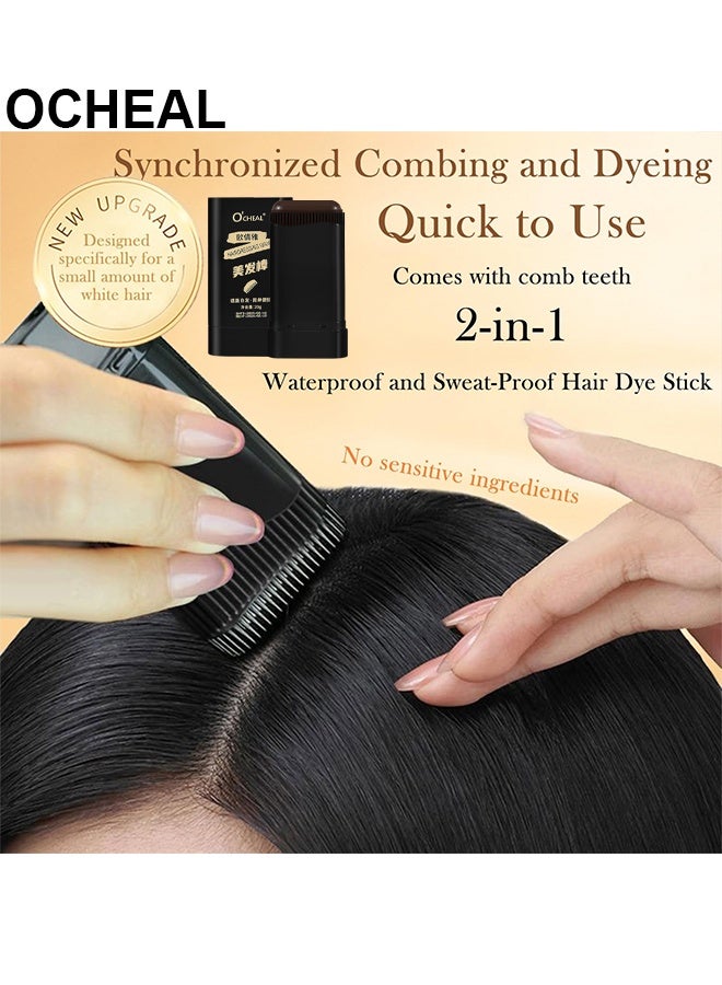OCHEAL Cover Grey Hair, Safe And Convenient Comb Hair Dye, Upgraded Waterproof And Sweat-Proof Hair Dye Comb, Southeasty Hairdressing Wand, 2-In-1 Natural Plant Hair Dye, Covering Gray Hair, Quick Touch-Ups, #02 Brown - Image 3