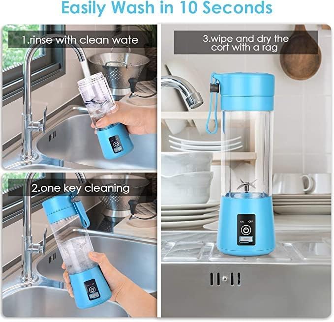 RADHEHUL Portable Blender Personal Size Electric 6 blades USB Juicer Cup Fruit Vegetables Smoothie Mixing Machine Magnetic Secure Switch muilticolour - Image 5