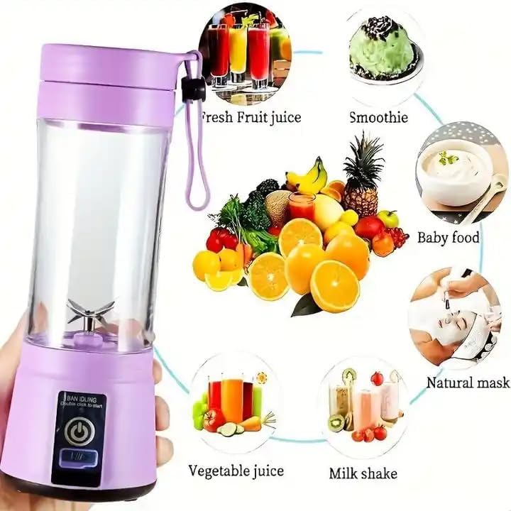 RADHEHUL Portable Blender Personal Size Electric 6 blades USB Juicer Cup Fruit Vegetables Smoothie Mixing Machine Magnetic Secure Switch muilticolour - Image 2