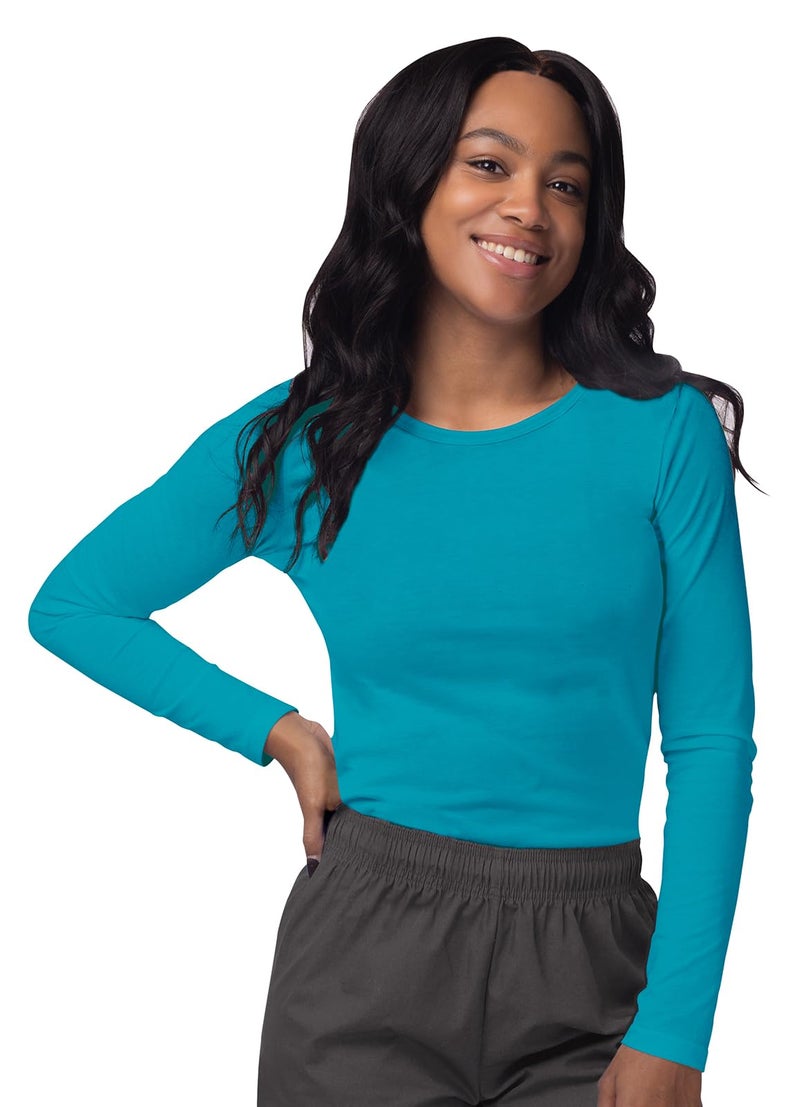 Sivvan Scrubs for Women - Long Sleeve Comfort Underscrub Tee - S8500 - Teal Blue - L - Image 1