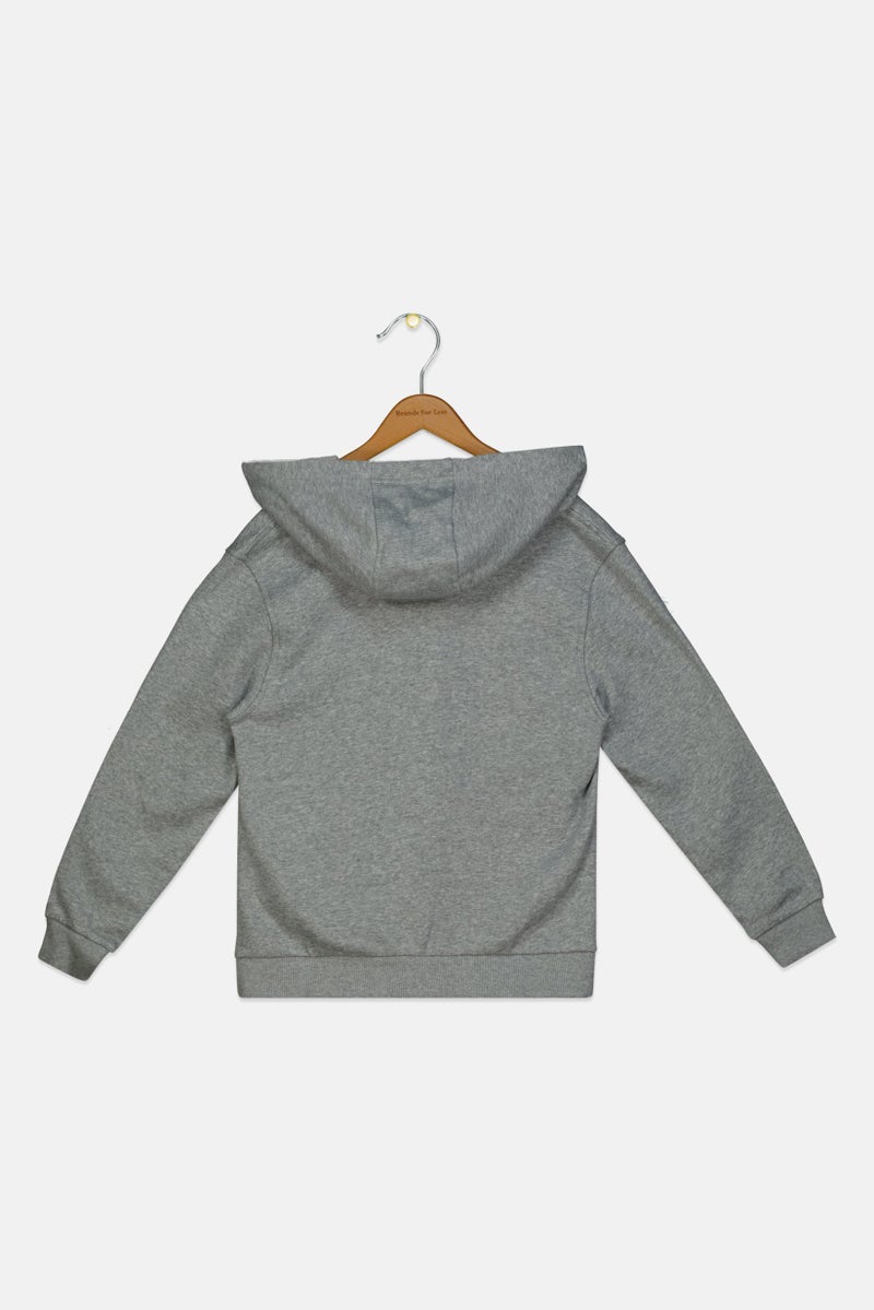 Nike Kids Girl Embroidered Logo Full Zip Outdoor Sweatshirt, Heather Grey - Image 2