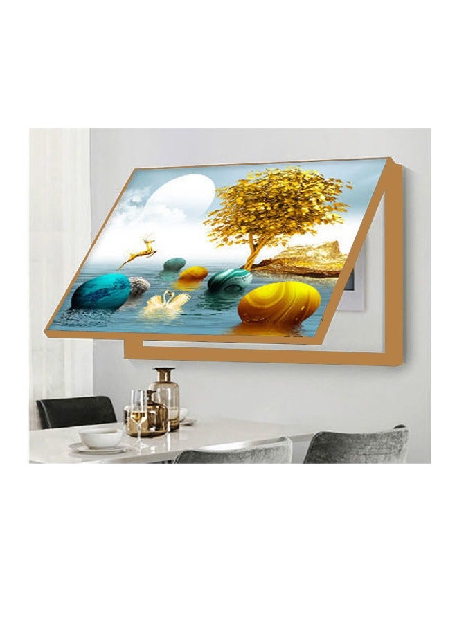 Raffine رسم الماس DIY شجرة الزهور الحجرية الذهبية منظر طبيعي كامل مربع حفر تطريز لصندوق القياس - Image 3