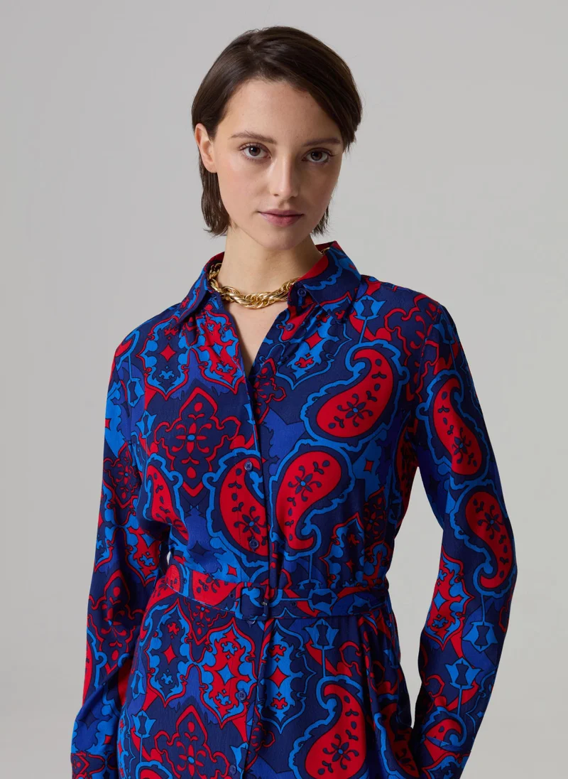 Ovs Long shirt dress with paisley print