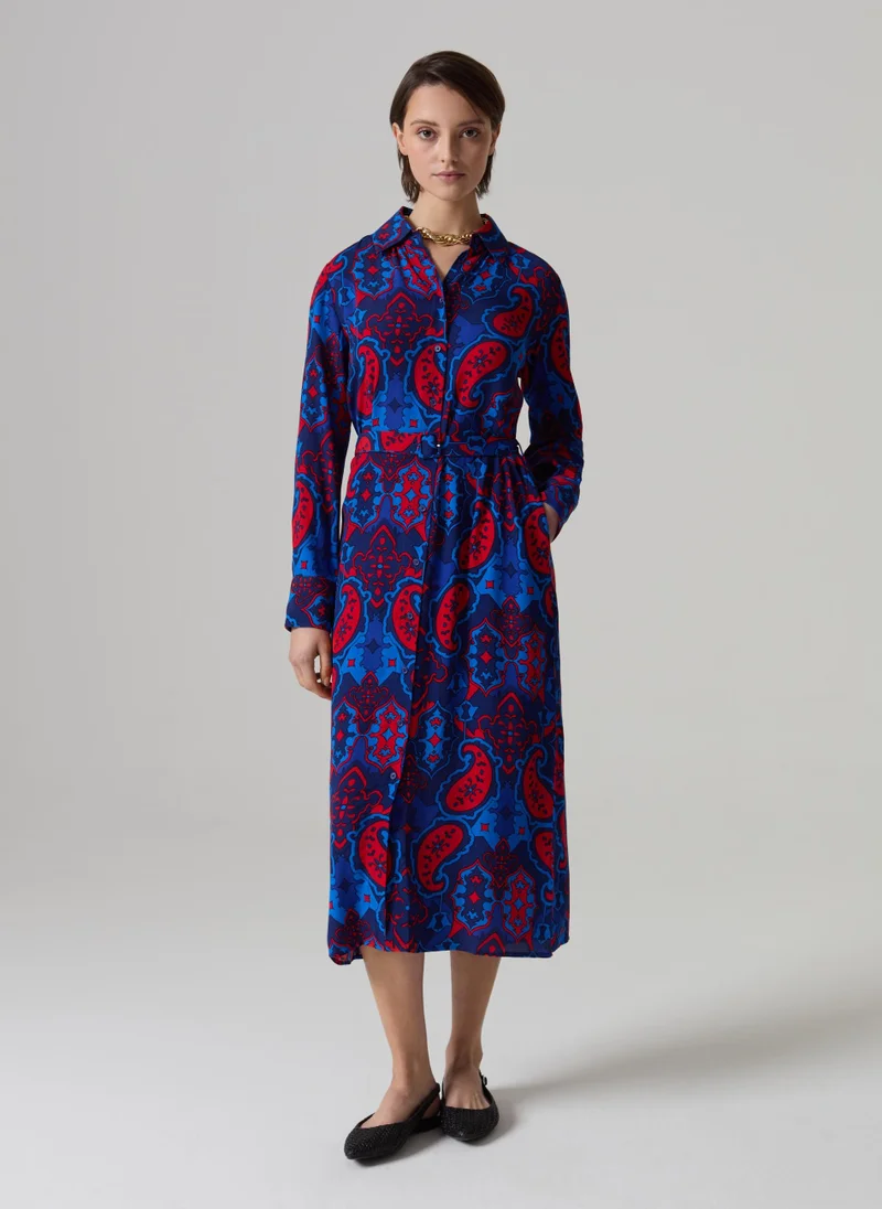Ovs Long shirt dress with paisley print