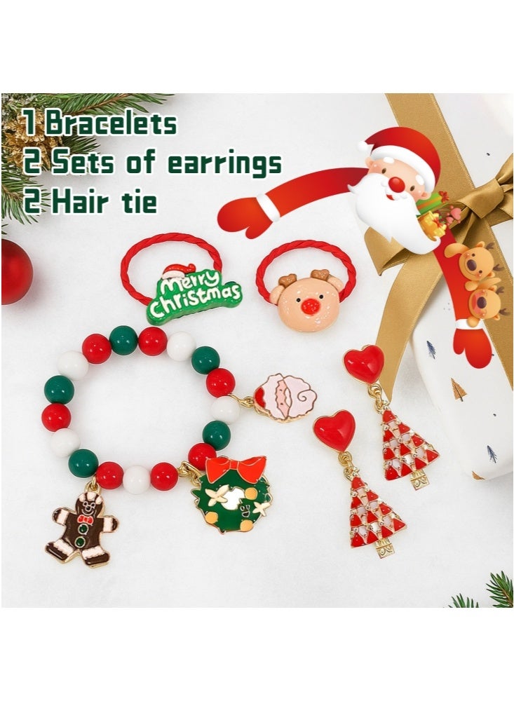 GGEROU مجموعة أساور هدايا عيد الميلاد، مجموعة مجوهرات عيد الميلاد اليدوية الممتعة واللطيفة التي تتميز بأساور بتصميم مشبك - Image 2
