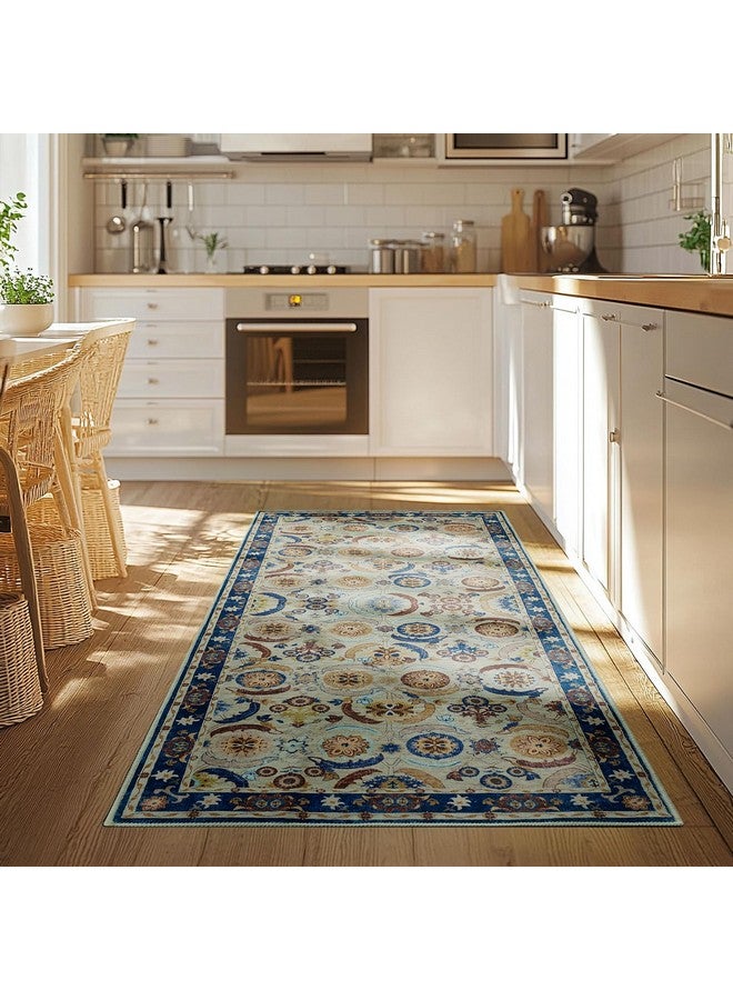 CWK Boho Washable 2X6 Area Rugs,Non-Slip Floor Carpet,Non-Shedding Floor Mat,Low Pile Doormat Soft Vintage Rug For Living Room Bedroom Dinning Room Laundry Home Office - Image 2