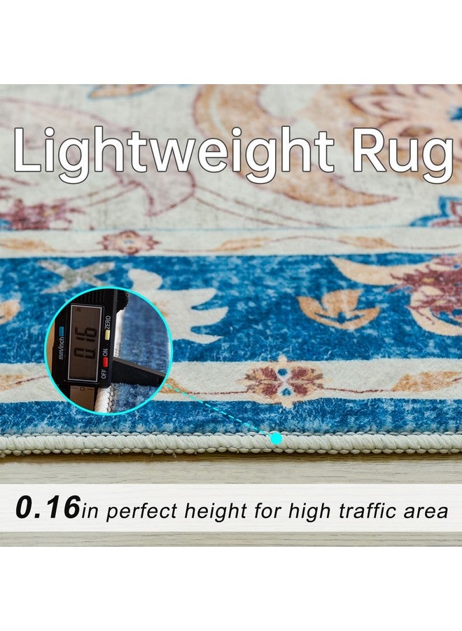 CWK Boho Washable 2X6 Area Rugs,Non-Slip Floor Carpet,Non-Shedding Floor Mat,Low Pile Doormat Soft Vintage Rug For Living Room Bedroom Dinning Room Laundry Home Office - Image 4