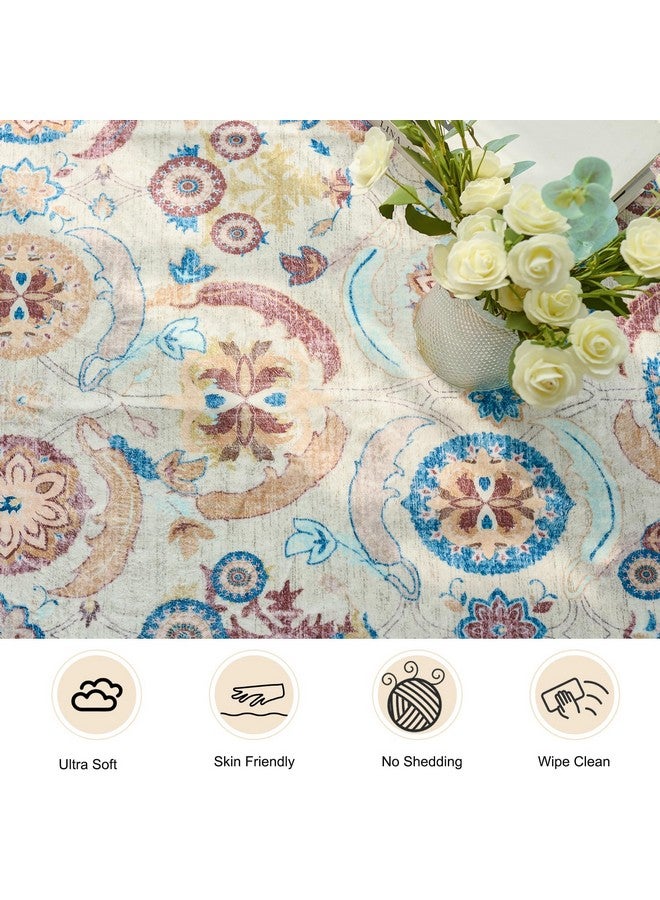 CWK Boho Washable 2X6 Area Rugs,Non-Slip Floor Carpet,Non-Shedding Floor Mat,Low Pile Doormat Soft Vintage Rug For Living Room Bedroom Dinning Room Laundry Home Office - Image 5