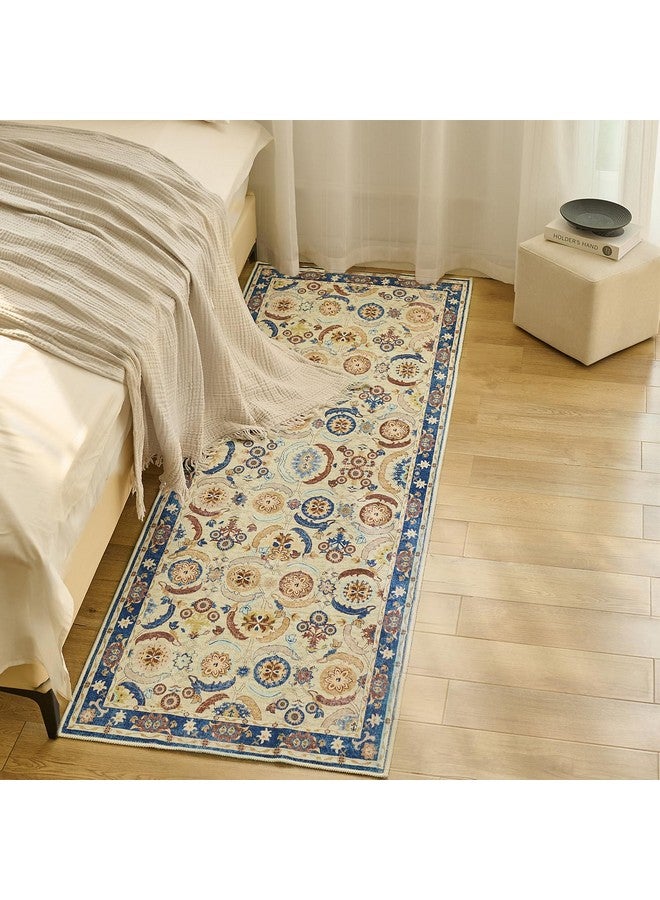 CWK Boho Washable 2X6 Area Rugs,Non-Slip Floor Carpet,Non-Shedding Floor Mat,Low Pile Doormat Soft Vintage Rug For Living Room Bedroom Dinning Room Laundry Home Office - Image 1