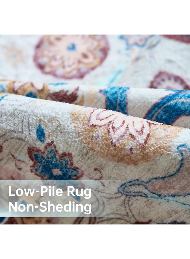 CWK Boho Washable 2X6 Area Rugs,Non-Slip Floor Carpet,Non-Shedding Floor Mat,Low Pile Doormat Soft Vintage Rug For Living Room Bedroom Dinning Room Laundry Home Office - Image 3