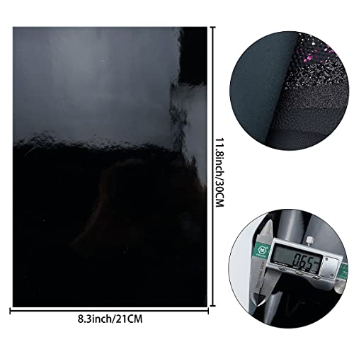 Litchi 7 Pack 8x12 Inch Faux Leather Sheets for Bow Earring, Easy to Cut Vinyl Fabric for Cricut, Durable Fade Resistant Leatherette Without Smell, Black - Image 2