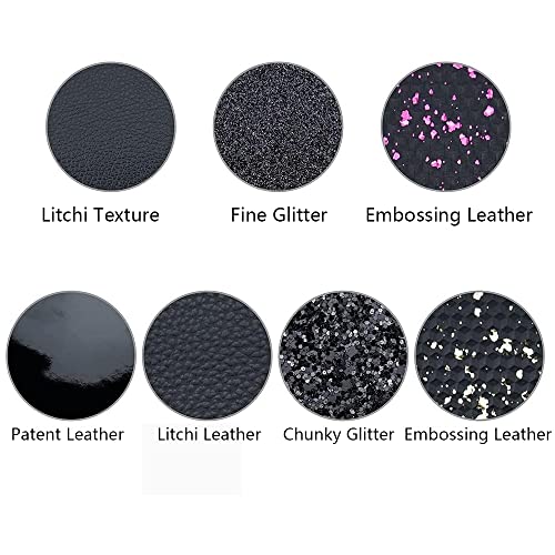 Litchi 7 Pack 8x12 Inch Faux Leather Sheets for Bow Earring, Easy to Cut Vinyl Fabric for Cricut, Durable Fade Resistant Leatherette Without Smell, Black - Image 3