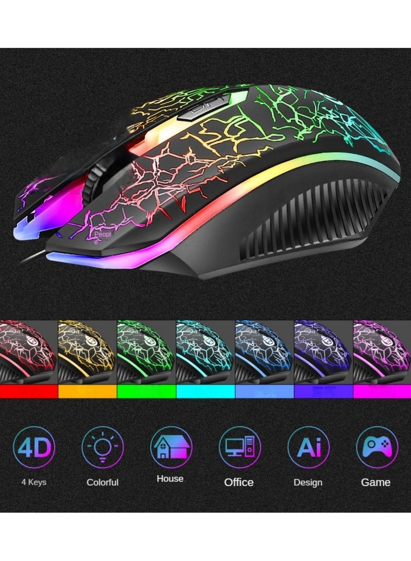 Gaming Keyboard, USB Wired Gaming Keyboard and Mouse Combo with Rainbow Backlight,104 Keys PC Gaming Keyboard and Mouse for Office Home Gaming, Wired Keyboard Mouse for PC Mac Window - Image 3