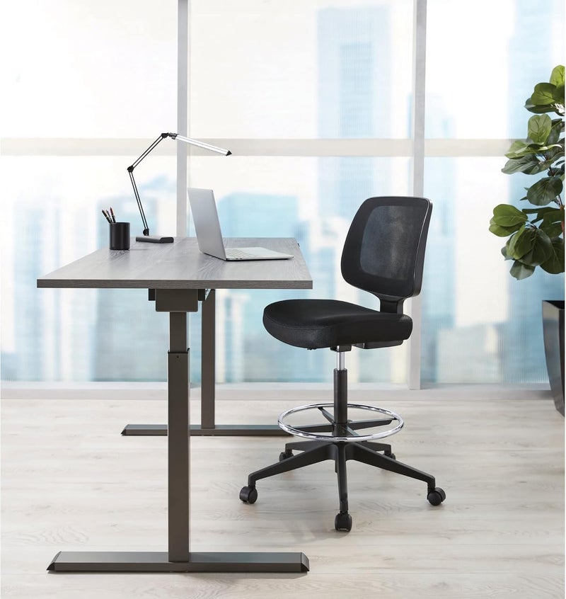 Realspace Laristo MeshFabric MidBack Drafting Chair Black BIFMA Compliant - Image 2