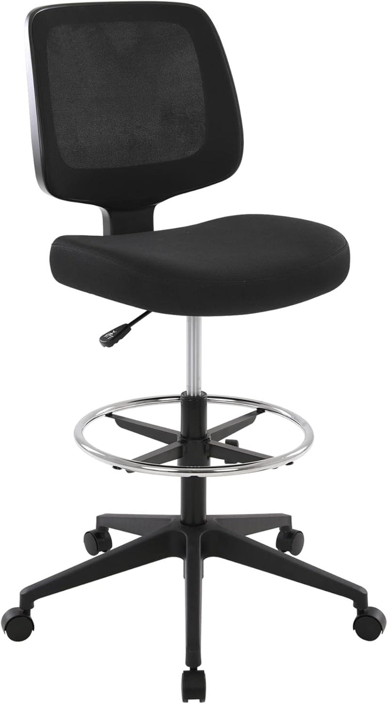 Realspace Laristo MeshFabric MidBack Drafting Chair Black BIFMA Compliant - Image 1