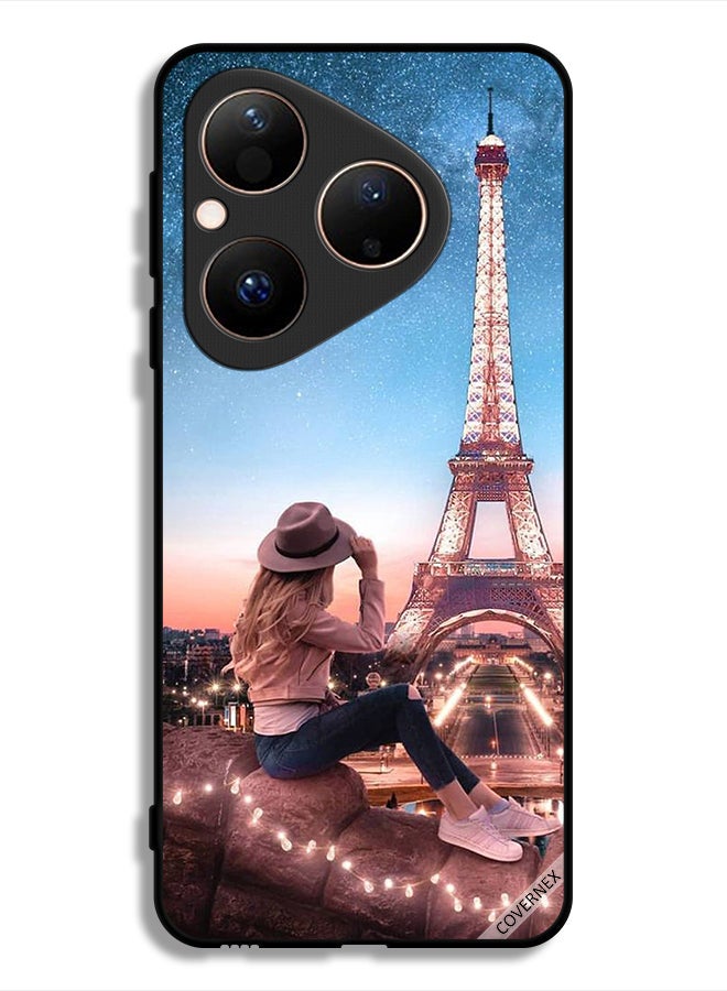 Covernex Huawei Pura 80 Protective Case Cover Hat Girl & Eiffel Tower - Image 1