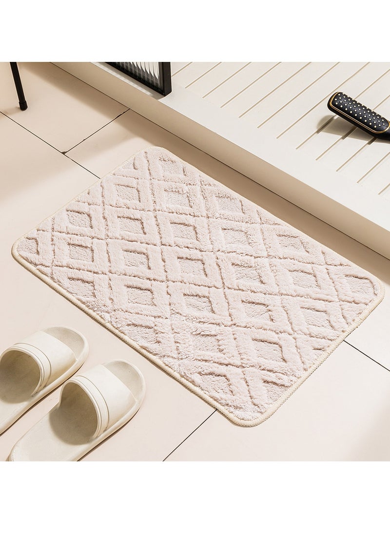 TYCOM Bathroom Rugs Bath Mat 38 By 58 CM Non Slip Fluffy Soft Plush Microfiber Shower Carpet Rug Machine Washable Quick Dry Ultra Bath Mats for Tub Bathroom and Shower White. 