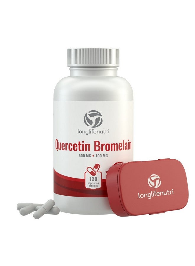 LongLifeNutri Quercetin 500Mg With Bromelain 100Mg 120 Vegetarian Capsules  Natural Antioxidant Supplement  Relief Complex  Dihydrate Pure Powder Extract Cap 500 Mg Plus - Image 2