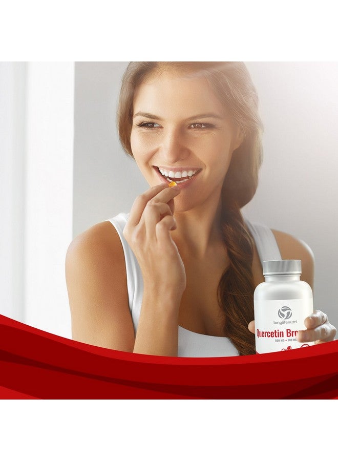 LongLifeNutri Quercetin 500Mg With Bromelain 100Mg 120 Vegetarian Capsules  Natural Antioxidant Supplement  Relief Complex  Dihydrate Pure Powder Extract Cap 500 Mg Plus - Image 4