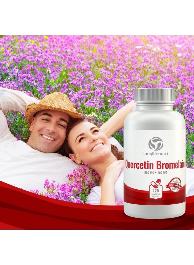 LongLifeNutri Quercetin 500Mg With Bromelain 100Mg 120 Vegetarian Capsules  Natural Antioxidant Supplement  Relief Complex  Dihydrate Pure Powder Extract Cap 500 Mg Plus - Image 5