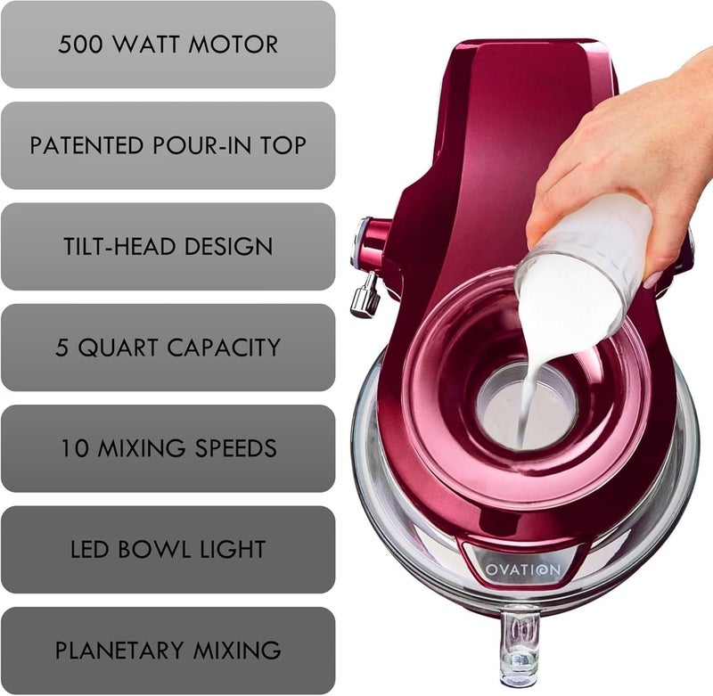 Kenmore Kenmore 849083 Elite Ovation 49083 Exclusive PourIn Top 5 quart TiltHead Kitchen Stand Mixer One Size Red Burgundy  - Image 2