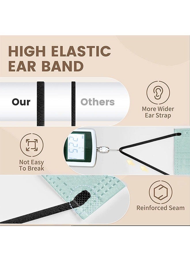 50 Pcs Disposable Individual Packs Anti Dust Face Masks, Breathable 3 Layer Non Woven Mask Facial, Metal Nose Clip Elastic Earloop Mouth Cover (Green) - Image 4