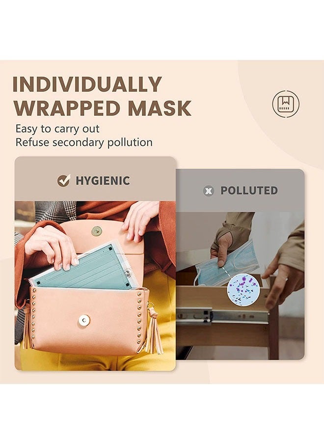 50 Pcs Disposable Individual Packs Anti Dust Face Masks, Breathable 3 Layer Non Woven Mask Facial, Metal Nose Clip Elastic Earloop Mouth Cover (Green) - Image 5