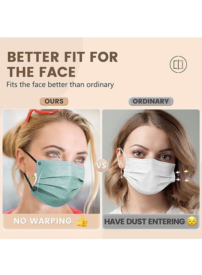 50 Pcs Disposable Individual Packs Anti Dust Face Masks, Breathable 3 Layer Non Woven Mask Facial, Metal Nose Clip Elastic Earloop Mouth Cover (Green) - Image 3