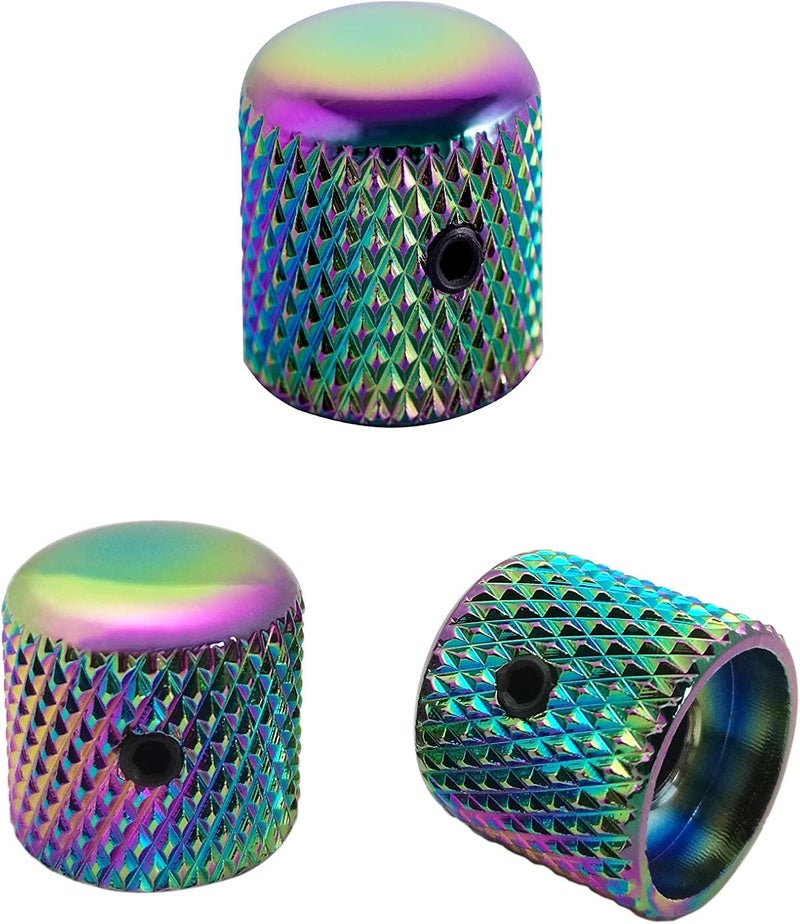 guyker 3Pcs Guitar Potentiometer Knobs with 6mm (0.24") Dia. Shaft Pots - Iron Dome Control Knob Fits for Electric Bass Guitar (Rainbow Chameleon) - Image 1