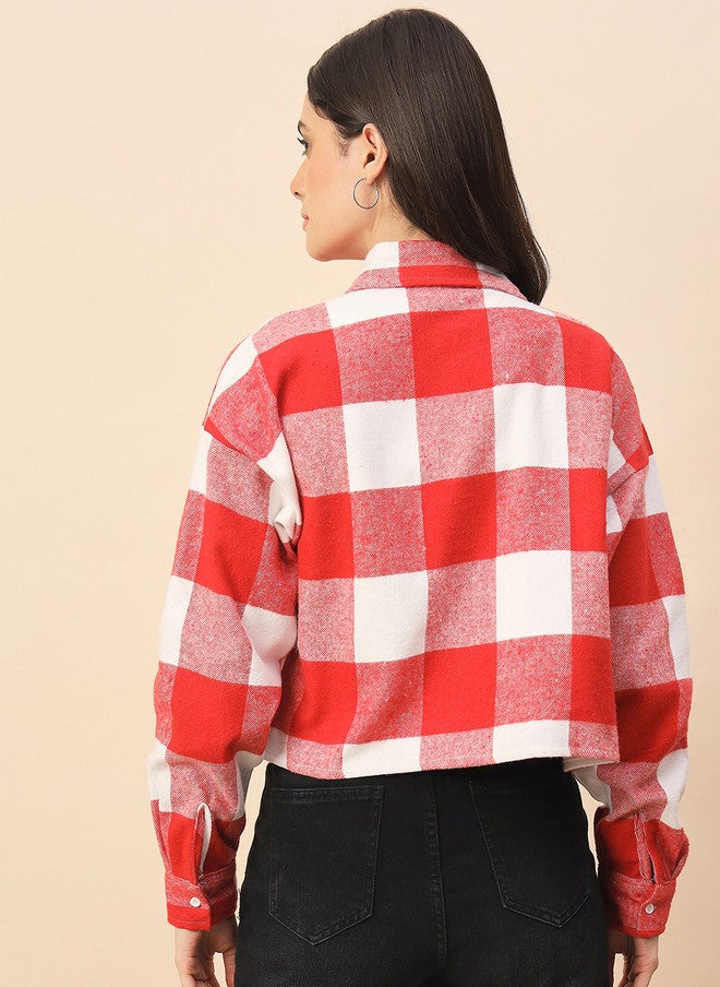 CHIMPAAANZEE Women Buffalo Checks Checked Oversized Casual Shirt - Image 3