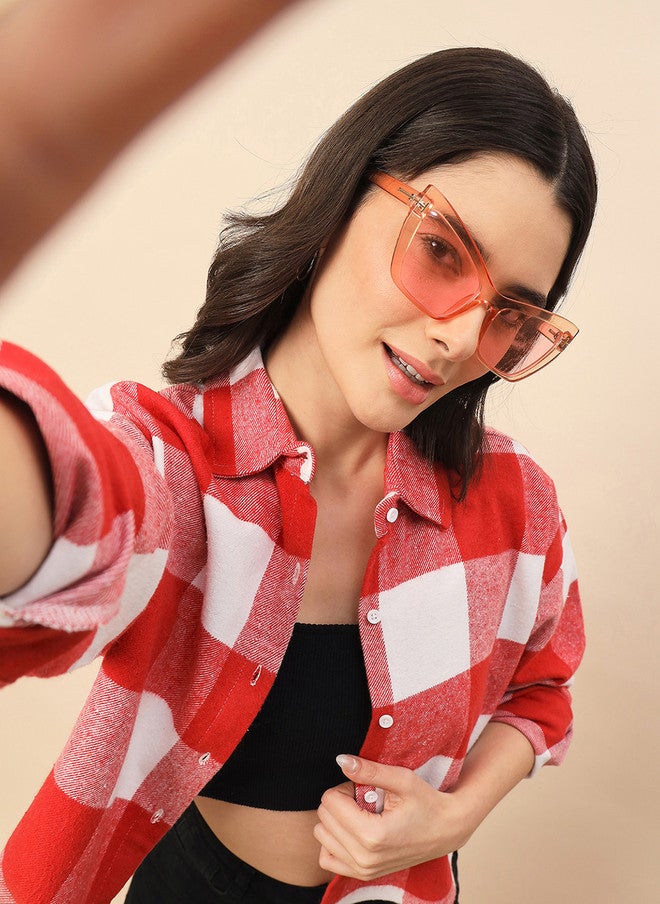 CHIMPAAANZEE Women Buffalo Checks Checked Oversized Casual Shirt - Image 1