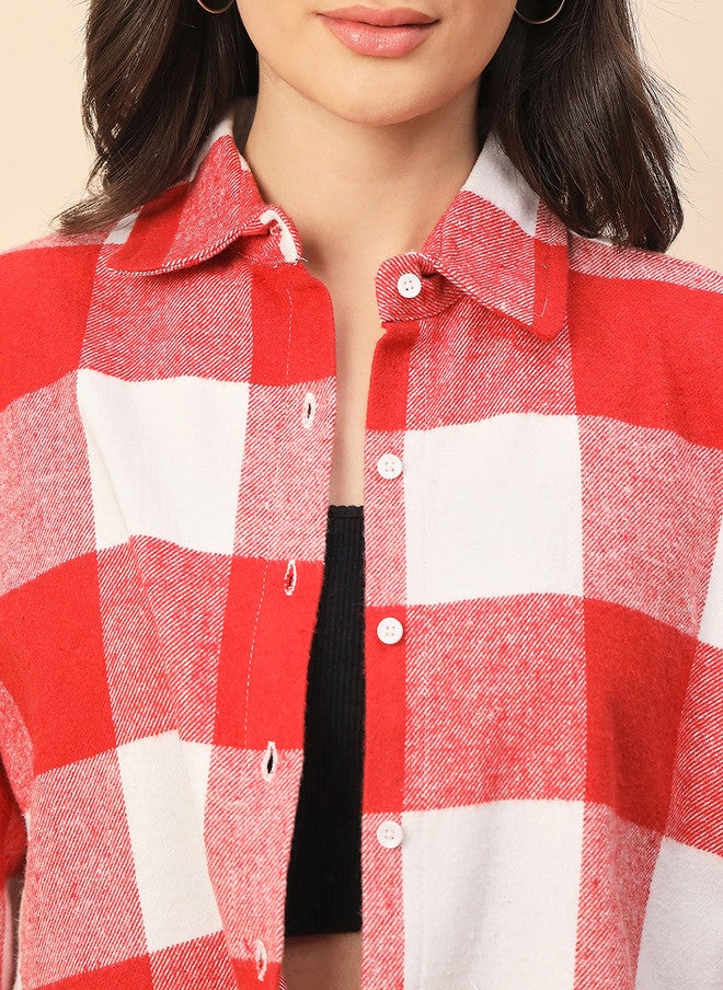 CHIMPAAANZEE Women Buffalo Checks Checked Oversized Casual Shirt - Image 4