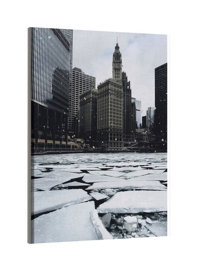 LOWHA City Ice View Printed Framed Canvas Wall Art White/Grey - Image 1