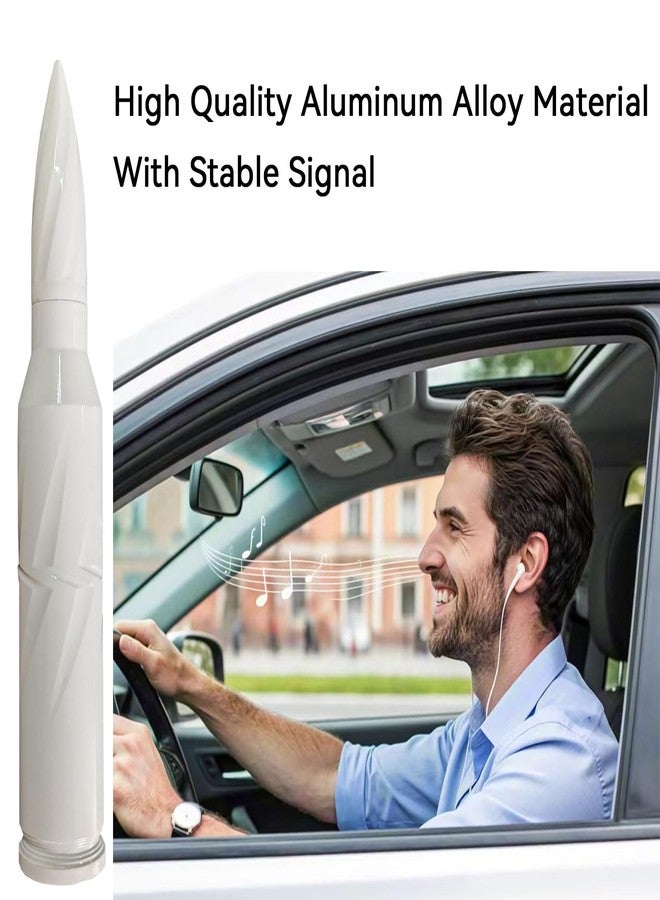 Seprochoo White Car Truck Bullet Antenna 50 Cal Bullet Antenna Truck Accessories Universal Replacement for GMC Sierra 1500 Chevy Dodge Ram Silverado 1500 2500 3500 Ford F150 F250 F350 Spiral (White, 5.5inch) - Image 4