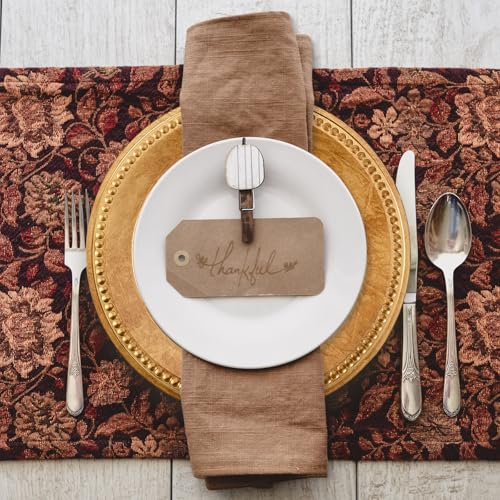Kazozobi 13" Vintage Gold Brown Charger Plate, Rustic Chargers for Dinner Plates, Elegant Table Setting Centerpieces Decor Bulk Wedding Christmas Thanksgiving Holiday Parties Events, Set of 6 - Image 5