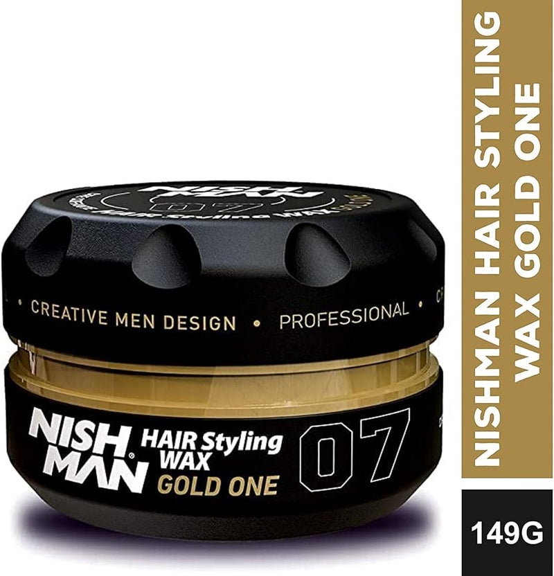 نيشمان 1 Nishman شمع تصفيف الشعر للرجال، 07 Gold One، 150 مل، عطر One Million لمعان التحكم بالحواف تثبيت قوي جداً عصا شمع للشعر جل شعر للرجال - Image 2